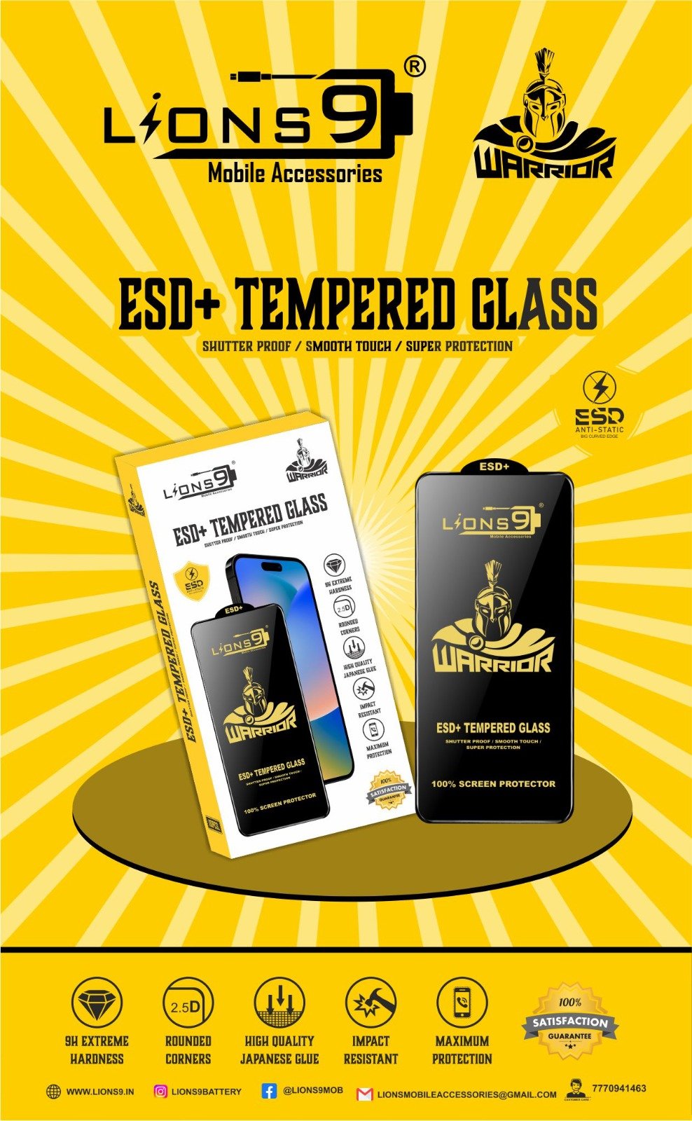 ESD TEMPERED GLASS 6D Lions9.in Mobile Accessories 